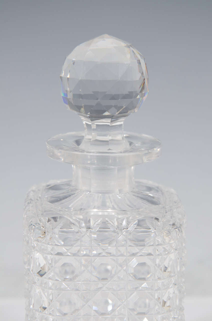 Antique 'Brilliant' Cut Crystal Decanters with English Sterling Silver