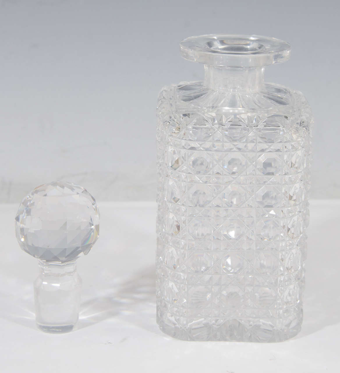 Antique 'Brilliant' Cut Crystal Decanters with English Sterling Silver