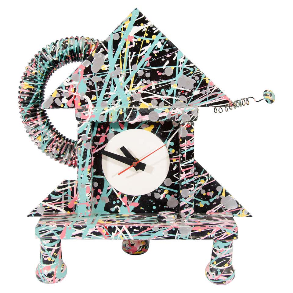Memphis Clock Project Oversized Wall Clock in Memphis Style by Morphos at 1stdibs