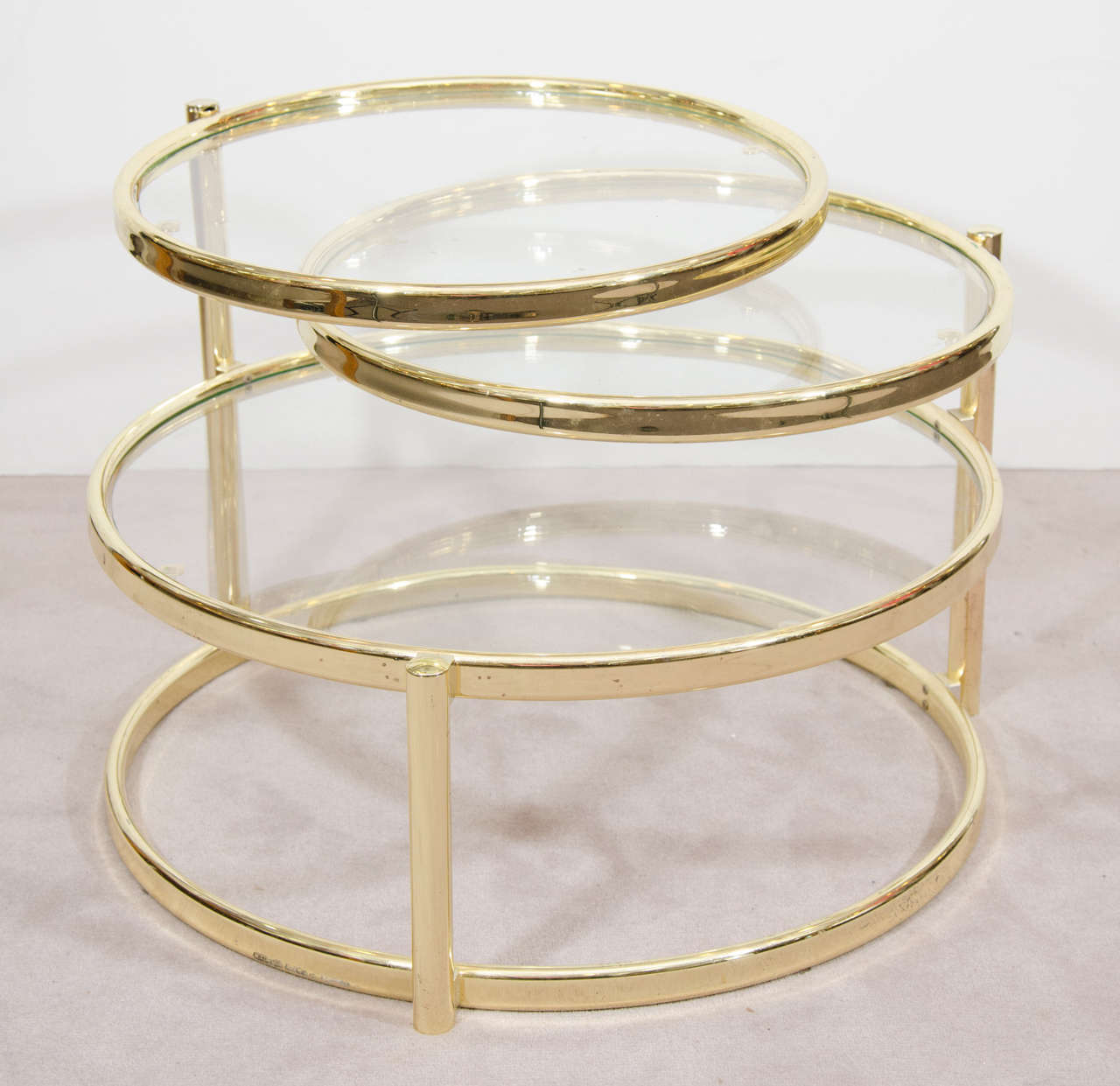 Midcentury Milo Baughman Inspired Brass Swivel Coffee Or Cocktail Table At 1stdibs