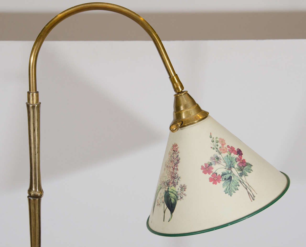 Vintage Brass 'Bamboo' Reading Floor Lamp in the Style of Maison Baguès