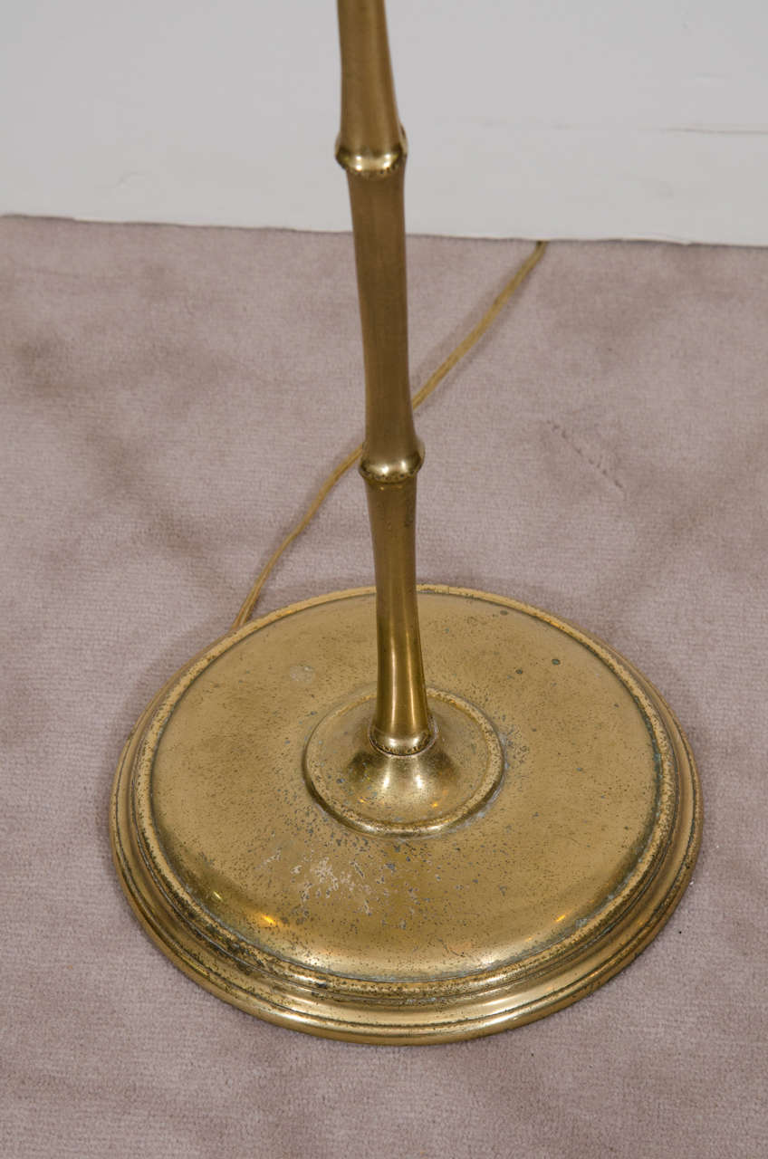 Vintage Brass 'Bamboo' Reading Floor Lamp in the Style of Maison Baguès