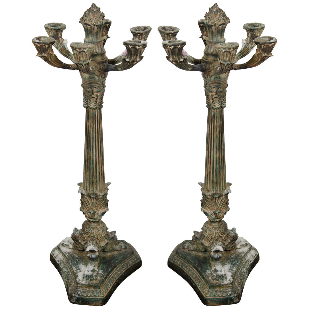 An Antique Pair of Monumental Bronze SixLight Candelabras at 1stdibs