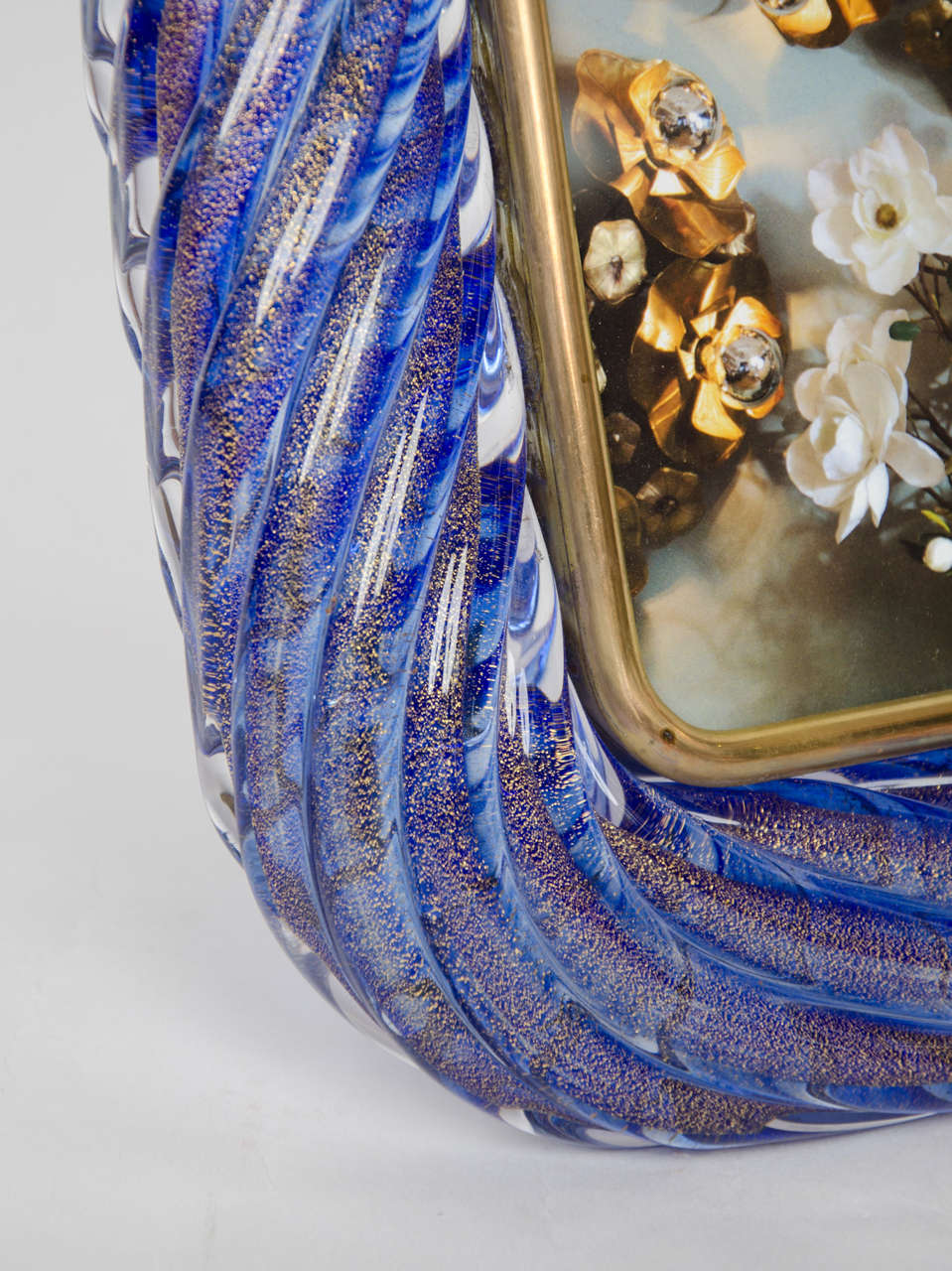 Italian Blue and Gold Frame by Barovier and Toso, 1970s