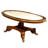 French Mahogany Marble Top Coffee Table by Jansen