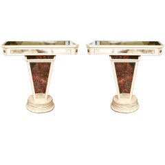 Pair of Mirrored Art Deco Style Console Tables