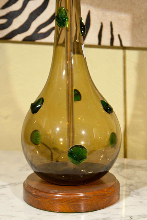 American Pair of Mid-Century Handblown Glass Lamps
