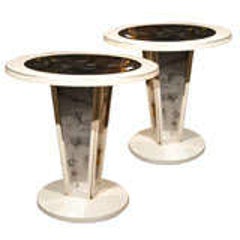 Pair of Maison Jansen Paint Decorated Mirrored Side Table 7