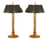 Pair of Maison Jansen Bronze Lamps