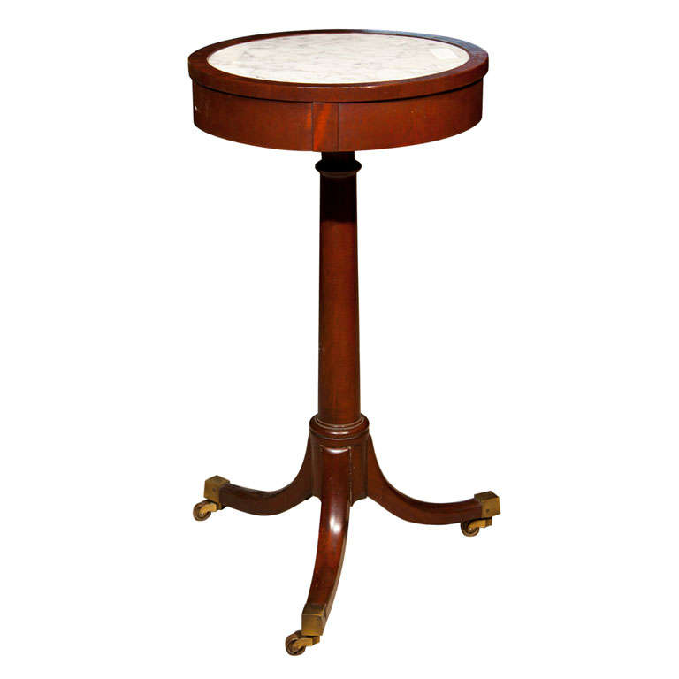Mahogany Marble-Top Side Table
