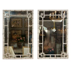 Pair of Painted Faux Bamboo Mirrors