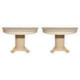 Pair of Painted Swedish Demilune Console Tables