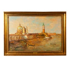 Oil Painting of Venice Harbor by T L Novaretti