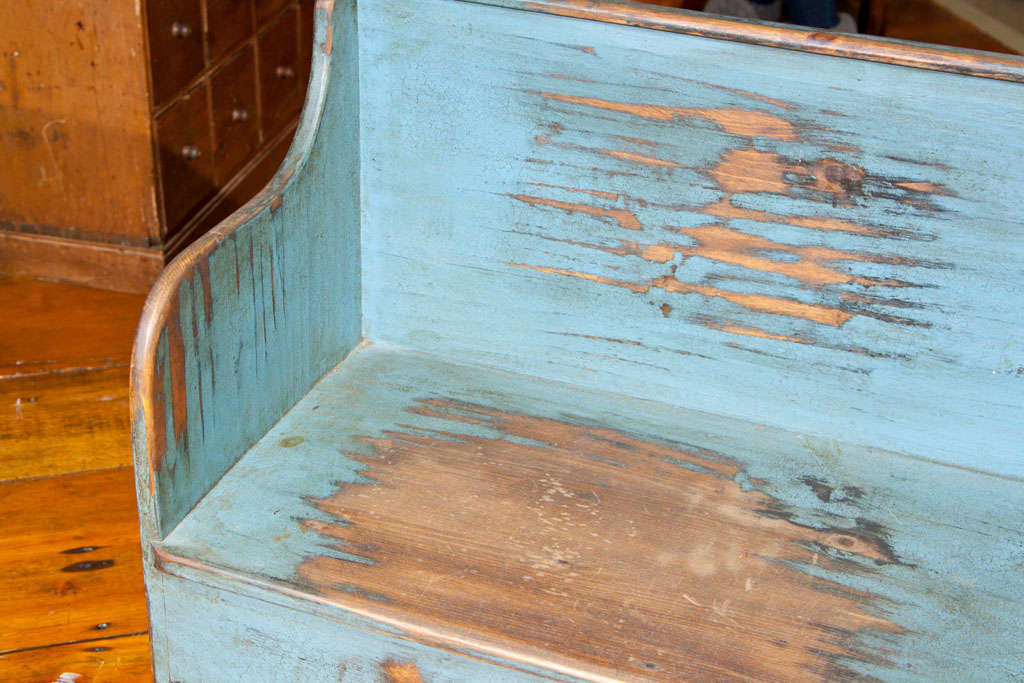 Hardwood Unpretentious Blue Painted Wood Bench