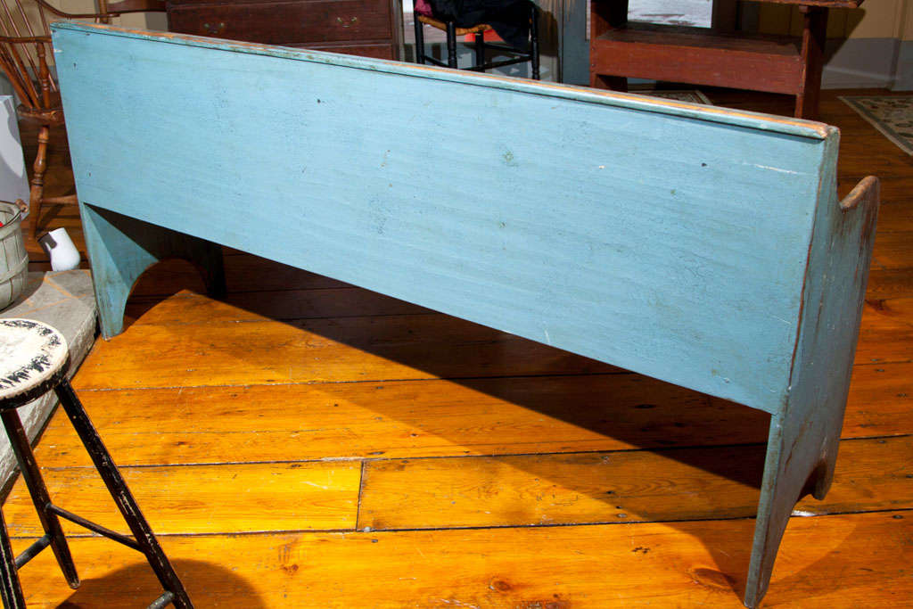 Unpretentious Blue Painted Wood Bench 5
