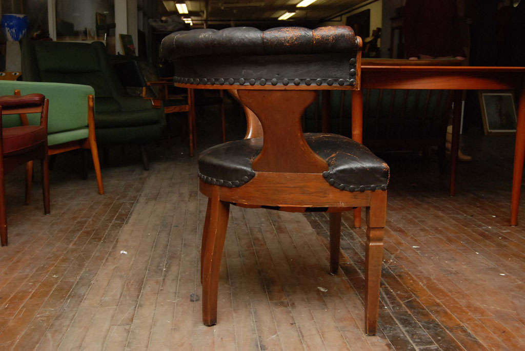 Pair of English Oak and Leather Library Chairs 1