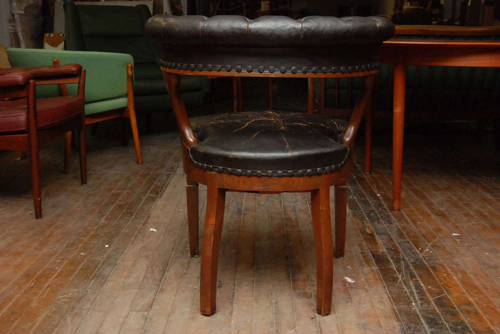 Pair of English Oak and Leather Library Chairs 2