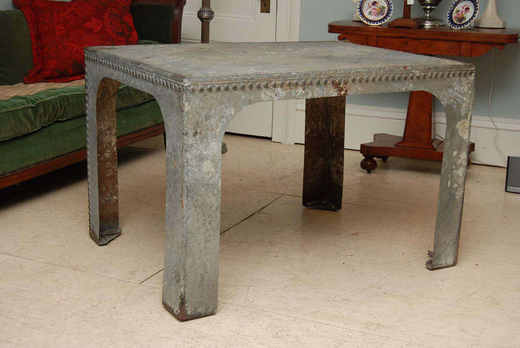Mid-20th Century English Galvanized Table with Rivets