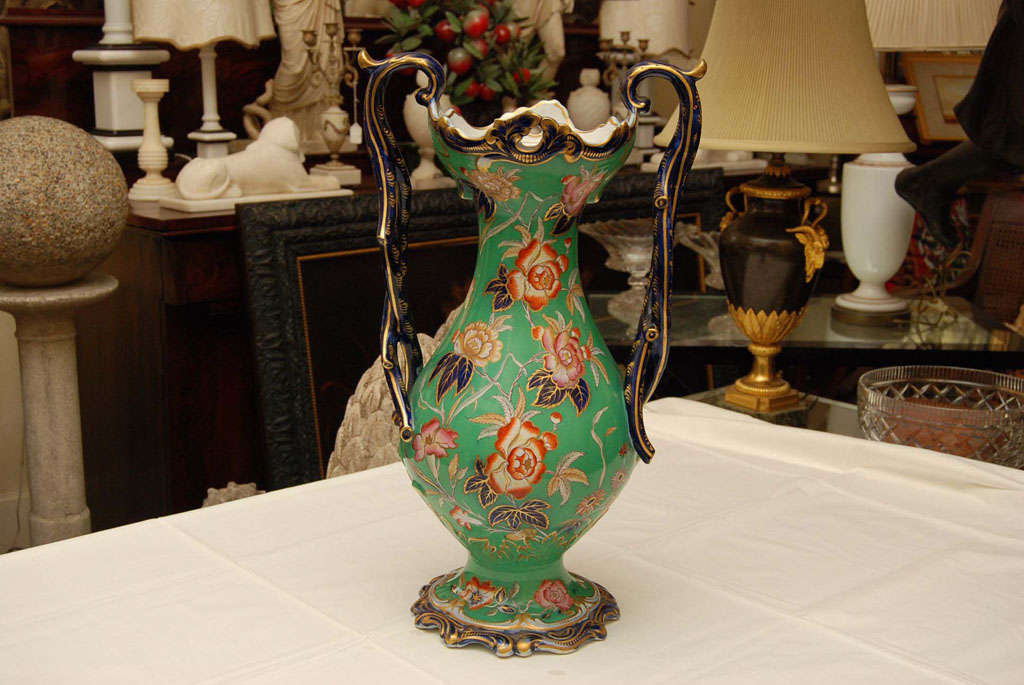 19th C Large English Porcelain Vase In Good Condition For Sale In Hudson, NY