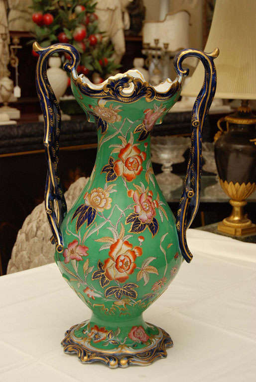 19th Century 19th C Large English Porcelain Vase For Sale