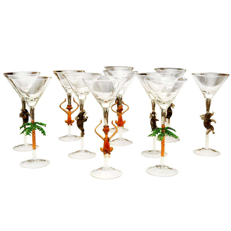 Vintage Set of Murano Cocktail Glasses