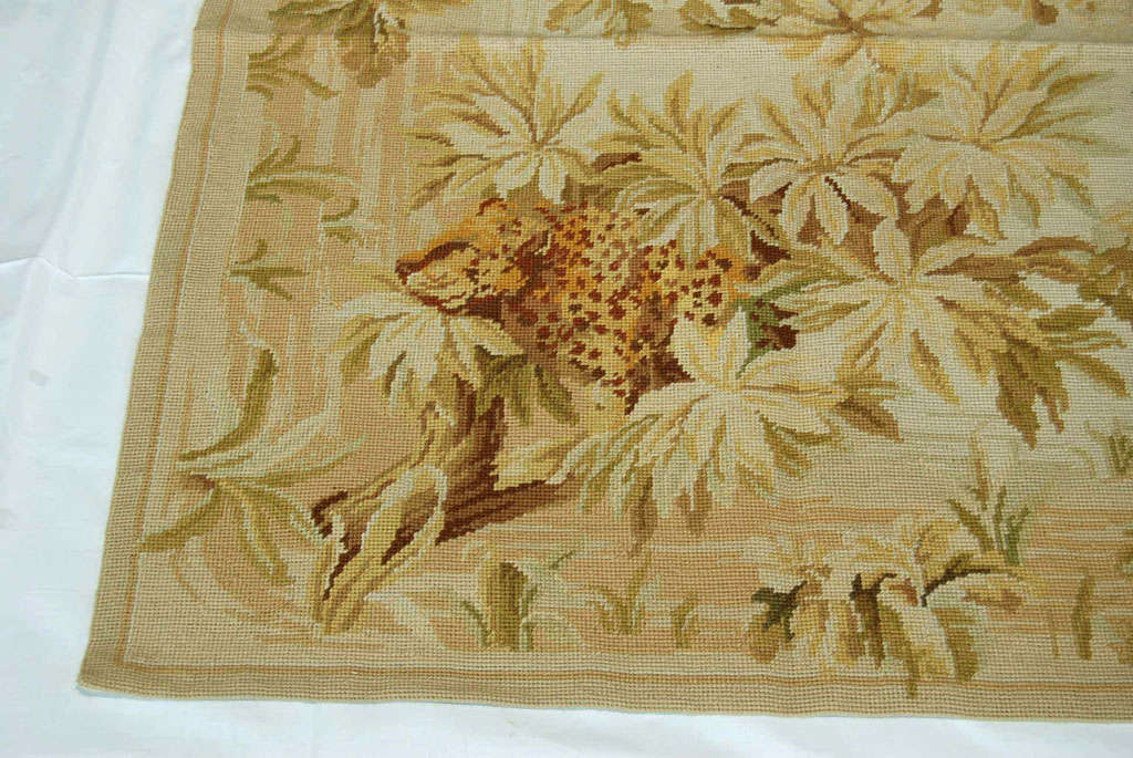 A Vintage Needlepoint Rug In Excellent Condition In Hudson, NY