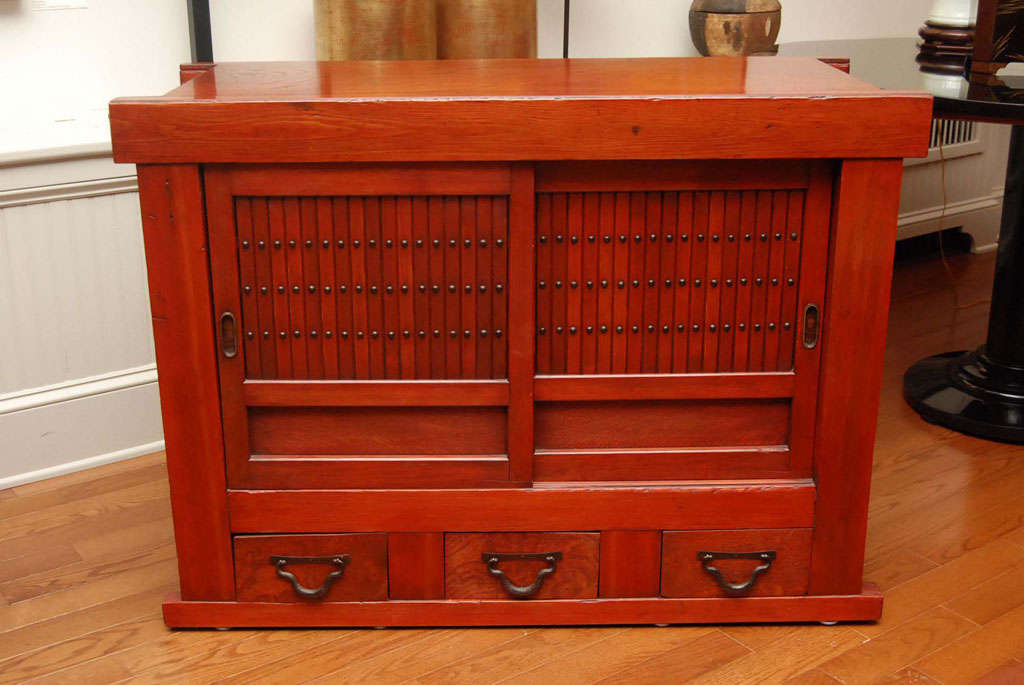 Japanese red stained Mizuia (kitchen Cabinet).

PICK UP LOCATION:
NAGA NORTH INC
536 Warren Street
Hudson, NY 12534
518-828-8585
naganorth@gmail.com