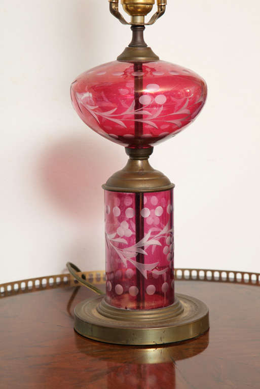 Austrian Antique Red Glass Lamp C 1910 S