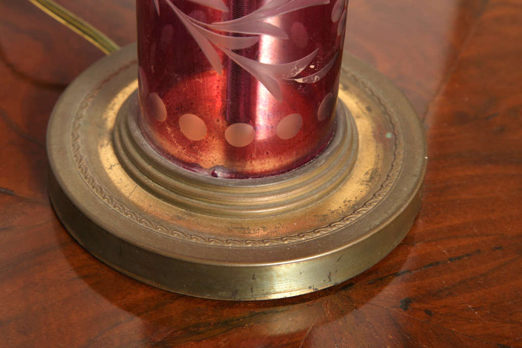 Beaux Arts Austrian Antique Red Glass Lamp C. 1910's