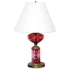 Austrian Antique Red Glass Lamp C. 1910's