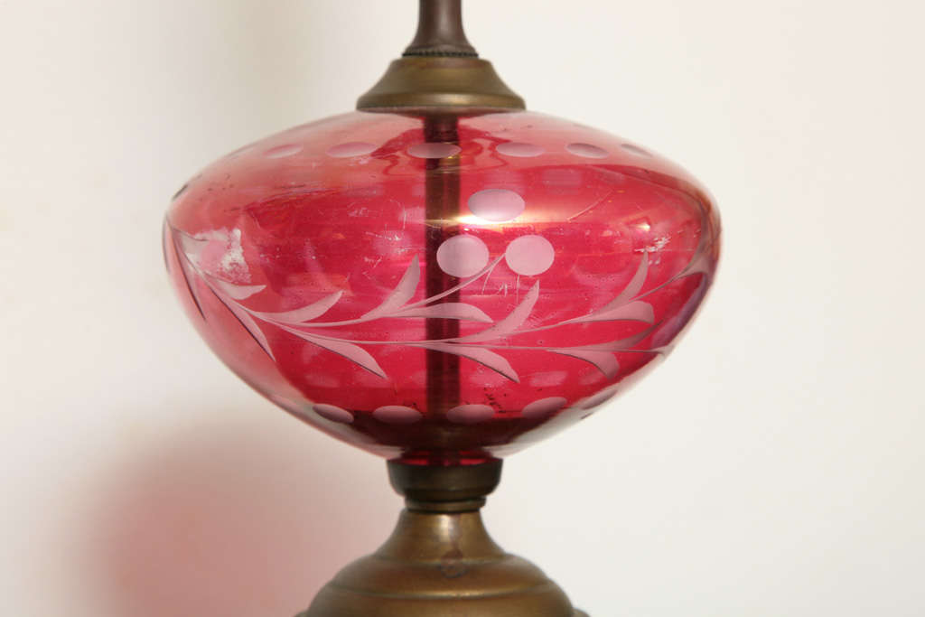 Austrian Antique Red Glass Lamp C. 1910's at 1stDibs | red glass lamps ...
