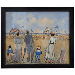 'Beach scene' oil painting