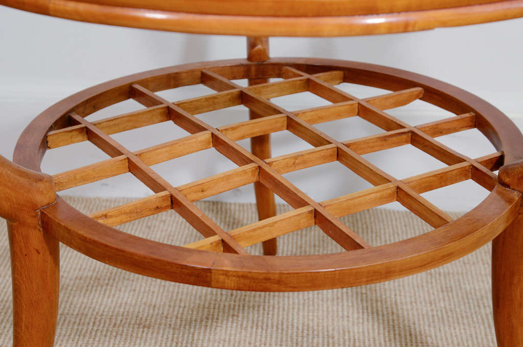 Two-Tiered Italian Gio Ponti Style Wood and Glass Occasional Table For Sale 1