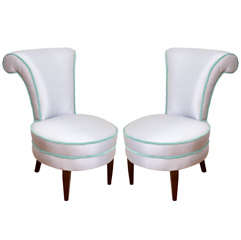 Vintage A Pair of French Boudoir Upholstered Chairs.
