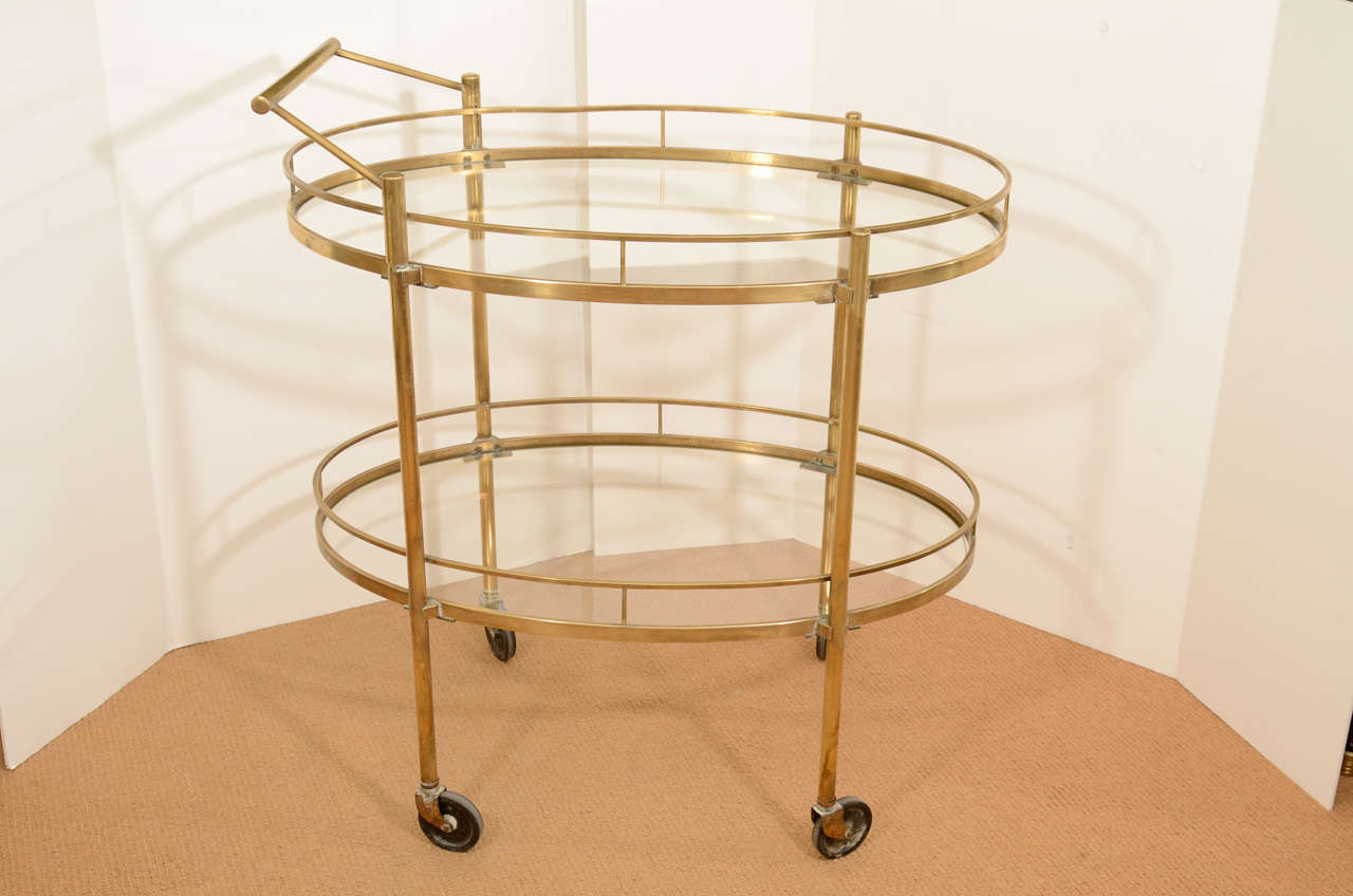 Brass Bar Cart In Excellent Condition In Stamford, CT