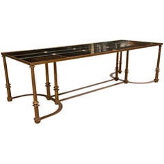 Long Coffee Table with Bow Metal Base 6