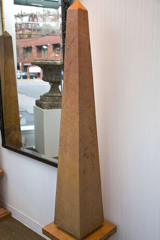 Pair of Caramel Marble Obelisks For Sale 5