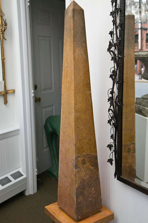 French Pair of Caramel Marble Obelisks For Sale
