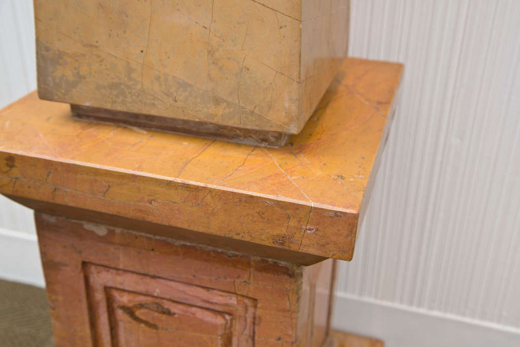 20th Century Pair of Caramel Marble Obelisks For Sale