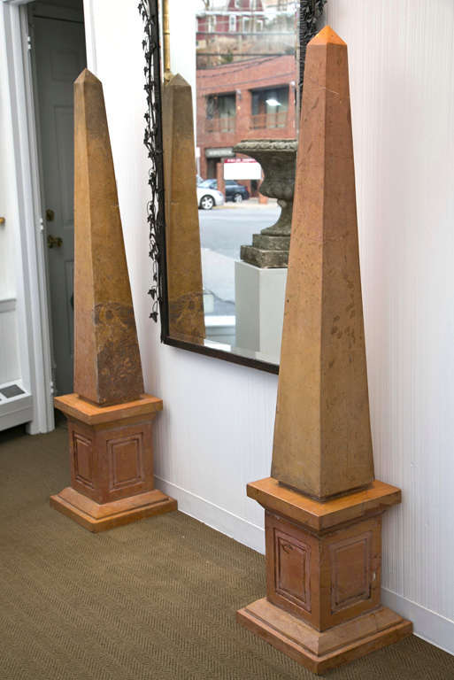 Pair of Caramel Marble Obelisks