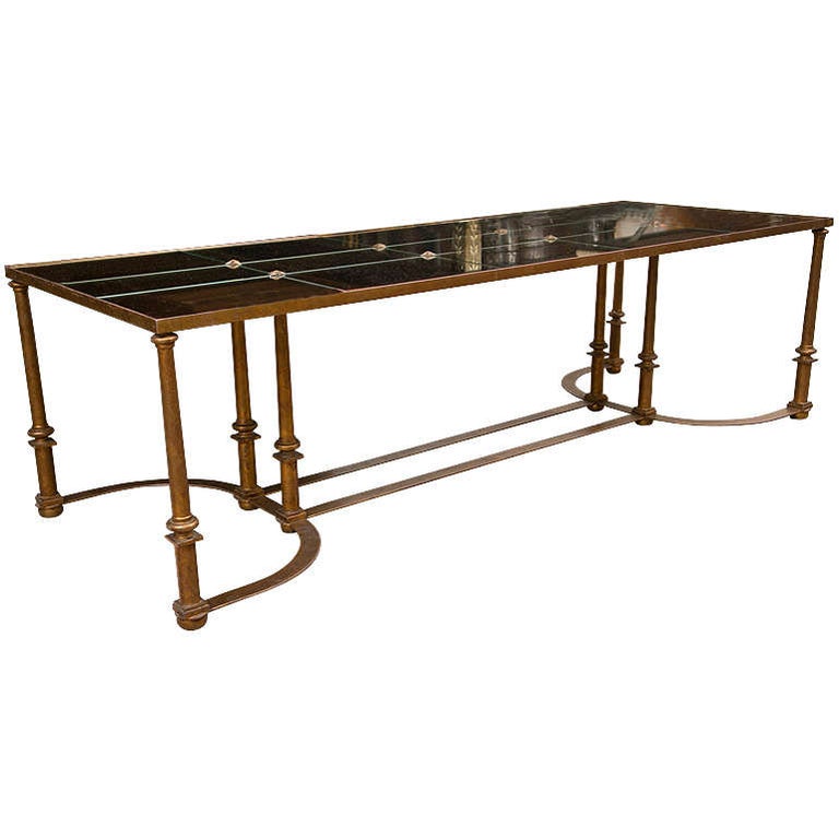 Long Coffee Table with Bow Metal Base For Sale at 1stDibs