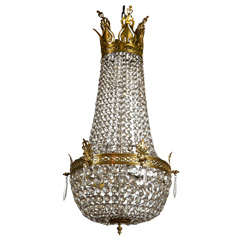 French Empire Style Bronze and Crystal Chandelier