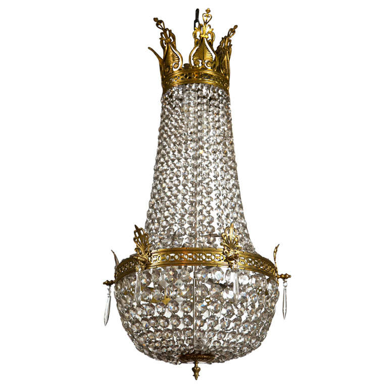 French Empire Style Bronze and Crystal Chandelier