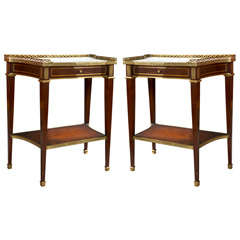 Pair of French Louis XVI Style Mahogany Side Tables by Jansen