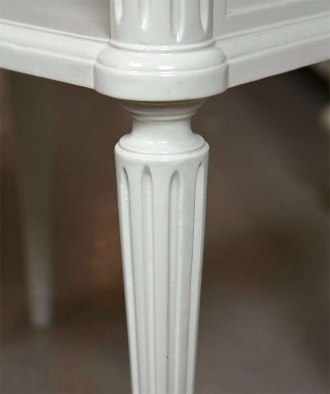 Pair of White Painted Marble Top Side Tables Maison Jansen 4
