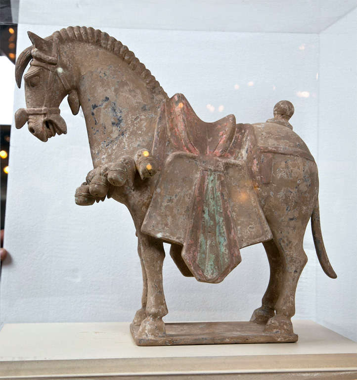 18th Century and Earlier Pair of Northern Wei Pottery Horses Approx 520 A.D.