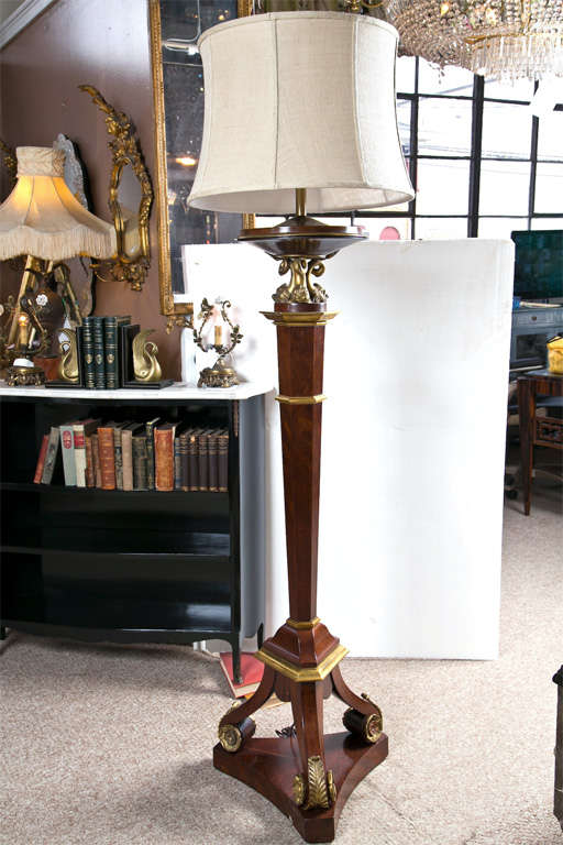 French Bronze Empire Style Mahogany Floor Lamp 5
