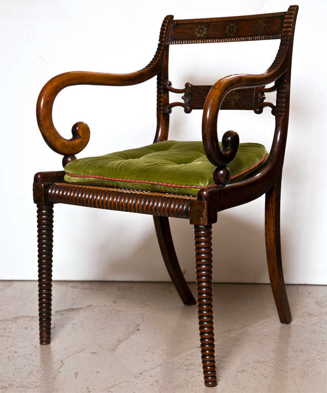 Set of 8 Regency Boulle Inlaid Dining Chairs