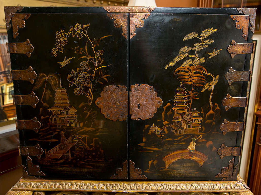 19th C. Chinese Chest on Gilded Stand 2