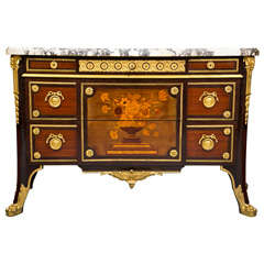 19th C. French Louis XVI Style Marble Top Commode